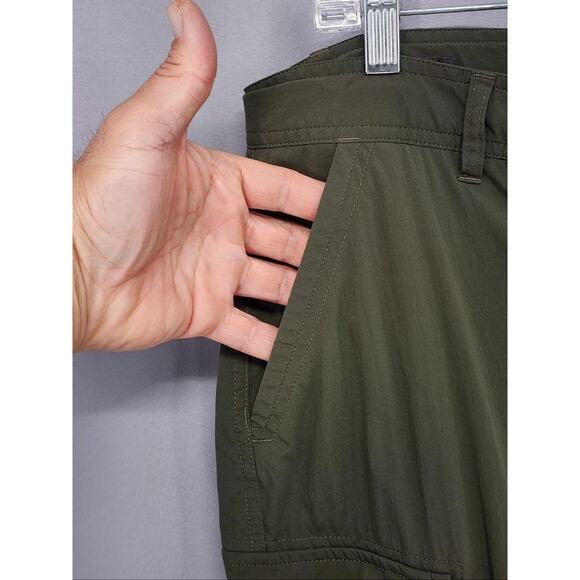 REI Co Op Convertible Hiking Pants Womens 14 Green Relaxed Fit Zip Off Cargo - Picture 5 of 16